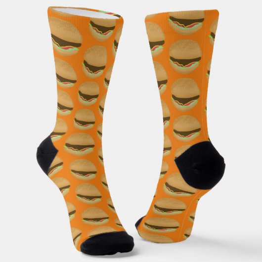 Big Burgers Hamburgers Fun Food Pattern Orange Socken (Gewinkelt)