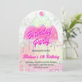 Big cake design girl Birthday Party Einladung (Stehend Vorderseite)