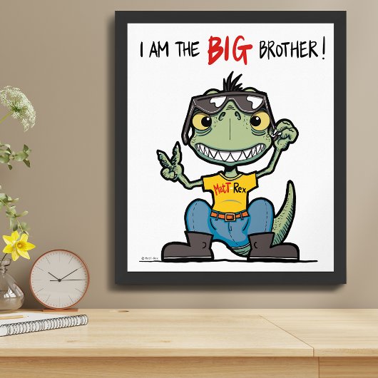 BIG Cartoon Happy Green Dinosaur Poster