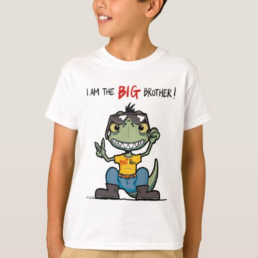 BIG Cartoon Happy Green Dinosaur White T-Shirt (Vorderseite)
