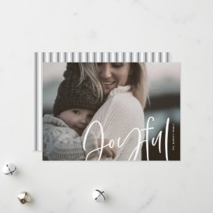 Big Casual Writing Joyful Classic Foto Feiertagskarte