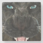Big Cat Black Panther Steinuntersetzer (Vorderseite)