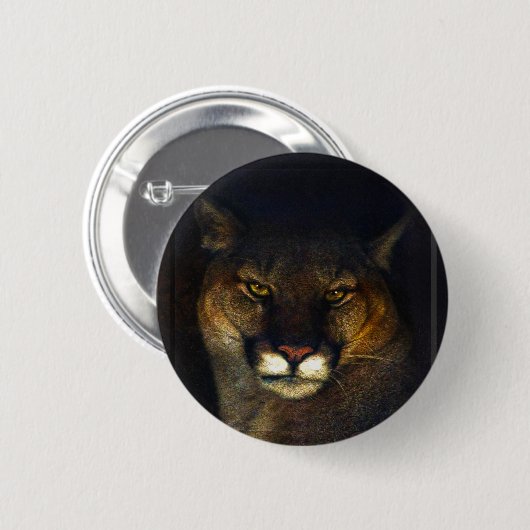 Big Cat Cougar Mountain Lion Art Design Button (Vorne & Hinten)