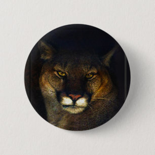 Big Cat Cougar Mountain Lion Art Design Button