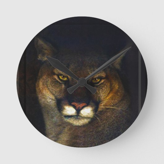 Big Cat Cougar Mountain Lion Art Design Runde Wanduhr (Vorderseite)