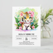 Big Cat Jungle Tiger Cub Geburtstag Einladung (Stehend Vorderseite)