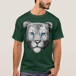 Big Cat Leo Head Gesicht Blue Eyes Snow Leopard T-Shirt