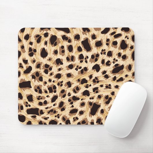 Big Cat, Leopard Fur Print Nahtlose Muster Design Mousepad (Mit Mouse)