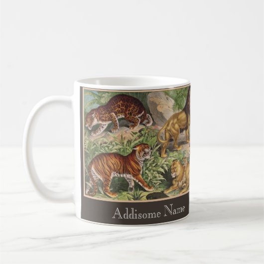 Big Cat Lions Tiger, Leoparden, Tiere drucken Kaffeetasse (Links)