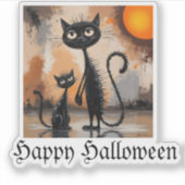 Big Cat Little Cat Halloween Aufkleber (Vorderseite)