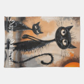 Big Cat Little Cat Halloween Geschirrtuch (Horizontal)