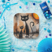 Big Cat Little Cat Halloween Pappteller (Party)