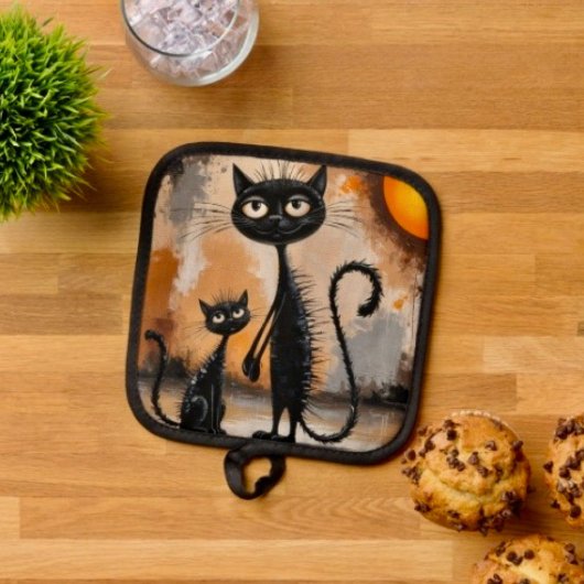 Big Cat Little Cat Halloween Topflappen