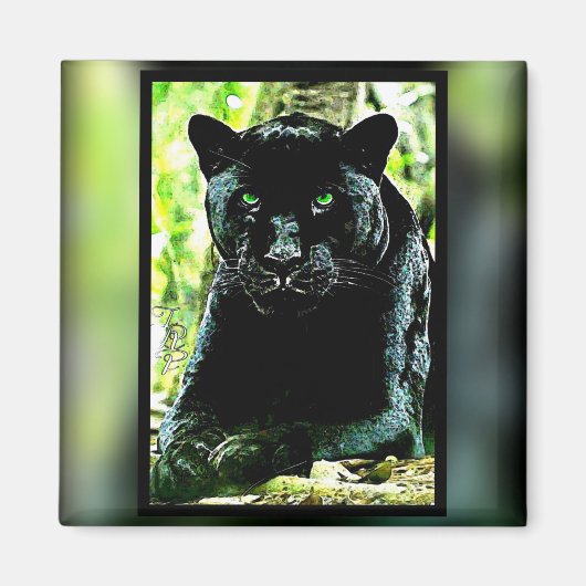 Big Cat Modelle: Mit Augen grüner Panther Magnet (Vorne)