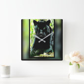 Big Cat Modelle: Mit Augen grüner Panther Quadratische Wanduhr (Zuhause)