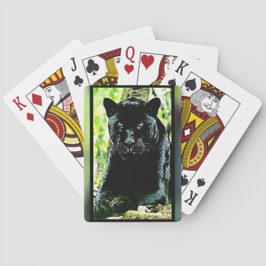 Big Cat Modelle: Mit Augen grüner Panther Spielkarten (Rückseite)