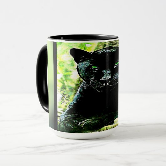 Big Cat Modelle: Mit Augen grüner Panther Tasse (Vorderseite Links)
