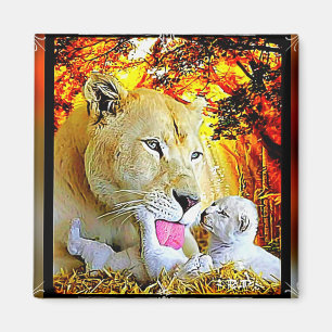 Big Cat Models: Lioness und Cubs 01 Magnet