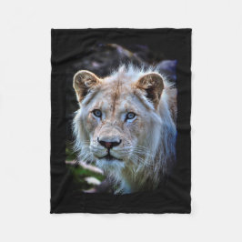 Big Cat Rare White Lion Wildlife Foto Portrait Fleecedecke