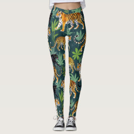 Big Cat Tiger Nahtloses Muster Leggings