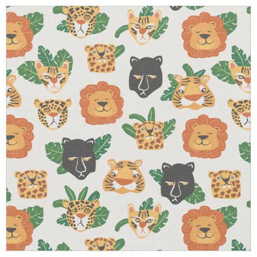 Big Cats Lions Tigers Panther Pattern Stoff (Nahaufnahme)