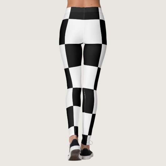 Big Checkered Pattern Schwarz und Weiß Moderne Leggings (Rückseite)