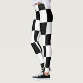 Big Checkered Pattern Schwarz und Weiß Moderne Leggings (Links)