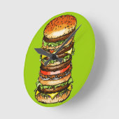 Big Cheeseburger Runde Wanduhr (Winkel)