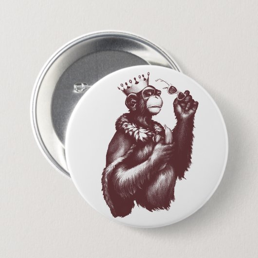 Big Chimpin' (Monochrom) Button (Vorne & Hinten)