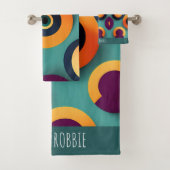 Big Circles Orange Blue Geometric Muster Badhandtuch Set (Insitu)