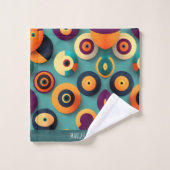 Big Circles Orange Blue Geometric Muster Badhandtuch Set (Waschlappen)