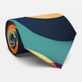 Big Circles Orange Blue Geometric Muster Krawatte (Gerollt)