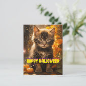 Big City Halloween Kitty Feiertagskarte (Stehend Vorderseite)