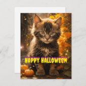 Big City Halloween Kitty Feiertagskarte (Vorne/Hinten)