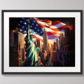 Big City Patriotic USA Flaggenstatue Liberty Ameri Poster