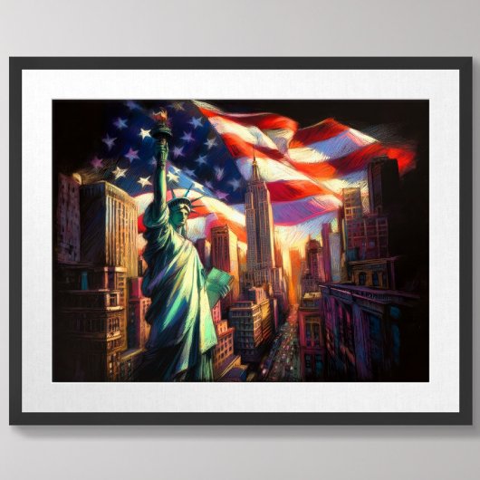 Big City Patriotic USA Flaggenstatue Liberty Ameri Poster