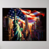 Big City Patriotic USA Flaggenstatue Liberty Ameri Poster (Vorne)