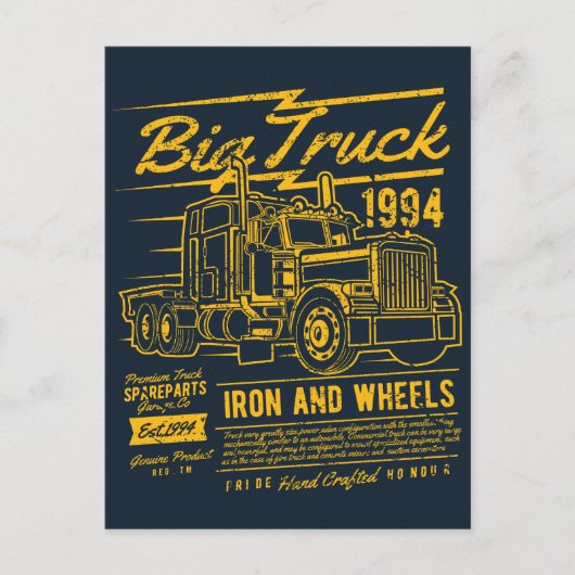 Big Classic USA Truck Iron and Wheels Postkarte (Vorderseite)