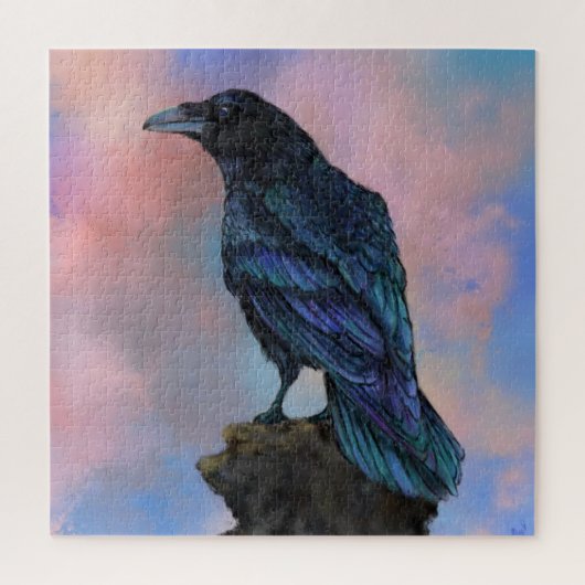 Big Common Raven - Migning Painting Bird Collectio Puzzle (Vertikal)