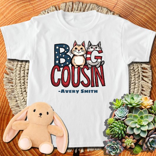 Big Cousin American Flag Cat T-Shirt