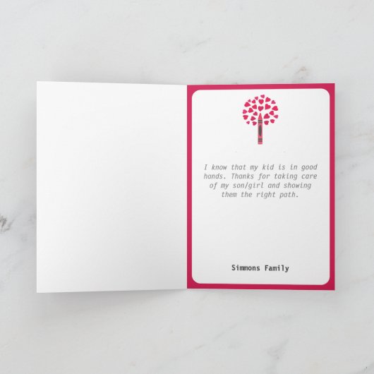 Big Crayon Tree / Lehrerbewertung Dankeskarte (Innenseite)