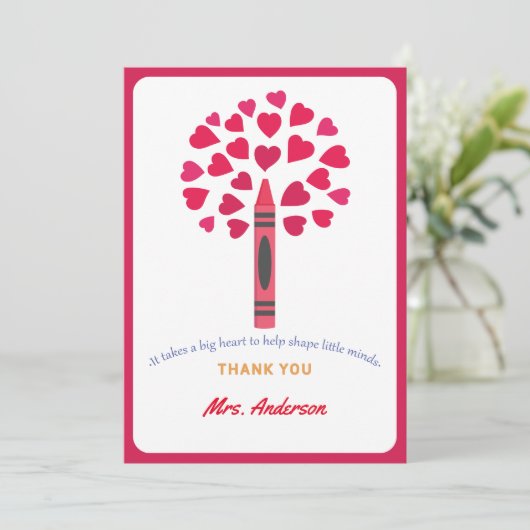 Big Crayon Tree / Lehrerbewertung Dankeskarte (Stehend Vorderseite)