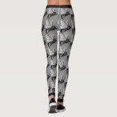 Big Creepy Schwarz-weiß Bees Skulls on Wings Leggings (Rückseite)