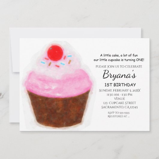 Big Cupcake & Cherry Party Einladungen (Vorderseite)