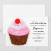 Big Cupcake & Cherry Party Einladungen (Vorne/Hinten)