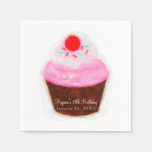 Big Cupcake & Cherry Party Serviette (Vorderseite)