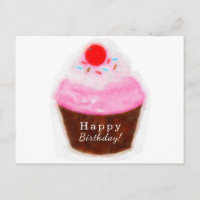 Big Cupcake & Cherry Wasserfarbe Glückwunsch zum G