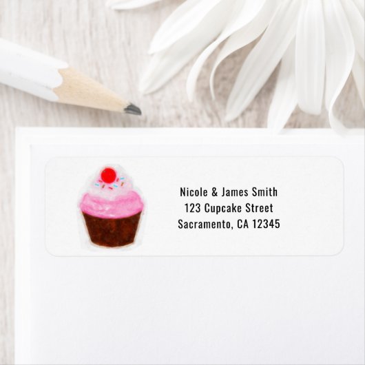 Big Cupcake & Cherry Wasserfarbe Party Einladung (Insitu)