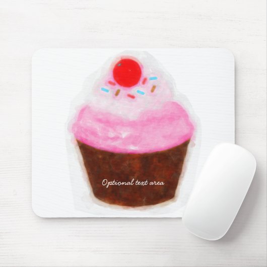 Big Cupcake & Cherry Wasserfarbe Personalisiert Mousepad (Mit Mouse)