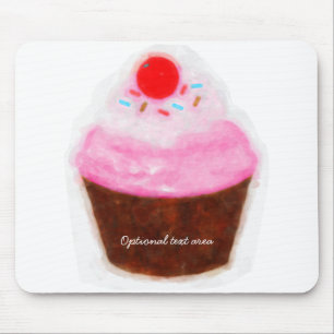 Big Cupcake & Cherry Wasserfarbe Personalisiert Mousepad